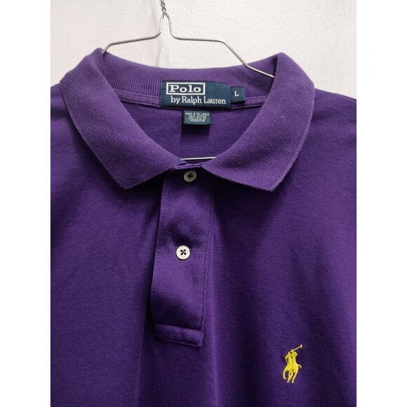 Polo By Ralph Lauren Mens Polo Shirt Large Purple Embroidered Logo Short Sleeve - Picture 4 of 8